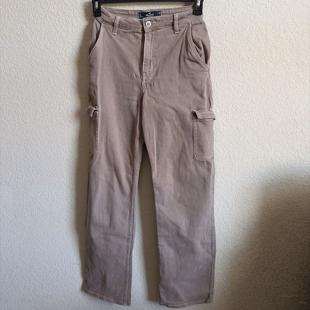 Hollister Ultra High Rise Dad Jean Wide Cargo Vintage Stretch Brown Grunge 26R/2